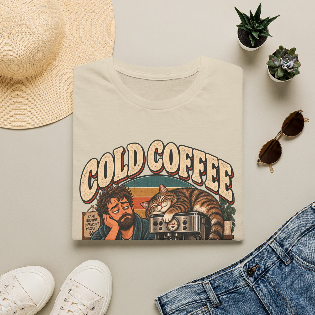 Cold Coffee, Warm Cat T-Shirt